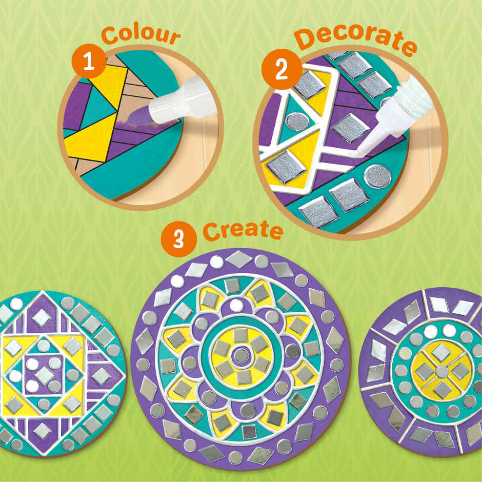 Imagimake DIY Lippan Art and Craft Kit Toys 3 Design Birthday Gifting for Kids