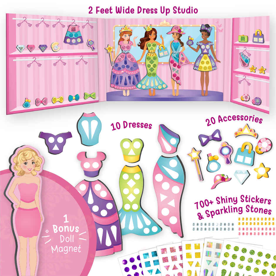 Imagimake Magnetic Dress-Up Princess Kit | Pretend Play Toy | Birthday Gift for Girls