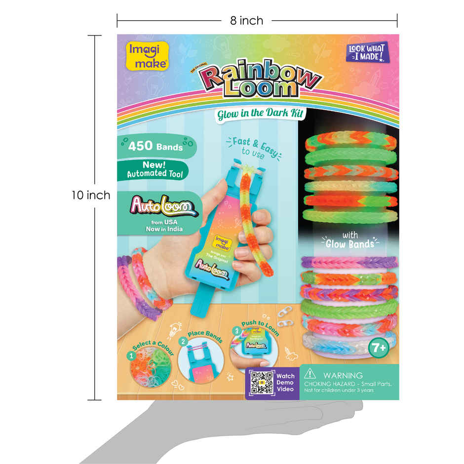 Imagimake Rainbow Loom Glow in the Dark Bracelet Making Kit | DIY Art & Craft Kit | Creative Gift for Kids | Age 7+