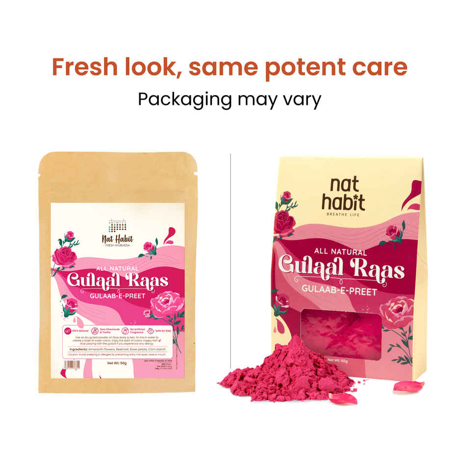 Nat Habit Natural Organic Holi Colour Gulal | Pink | Gulaab-E-Preet