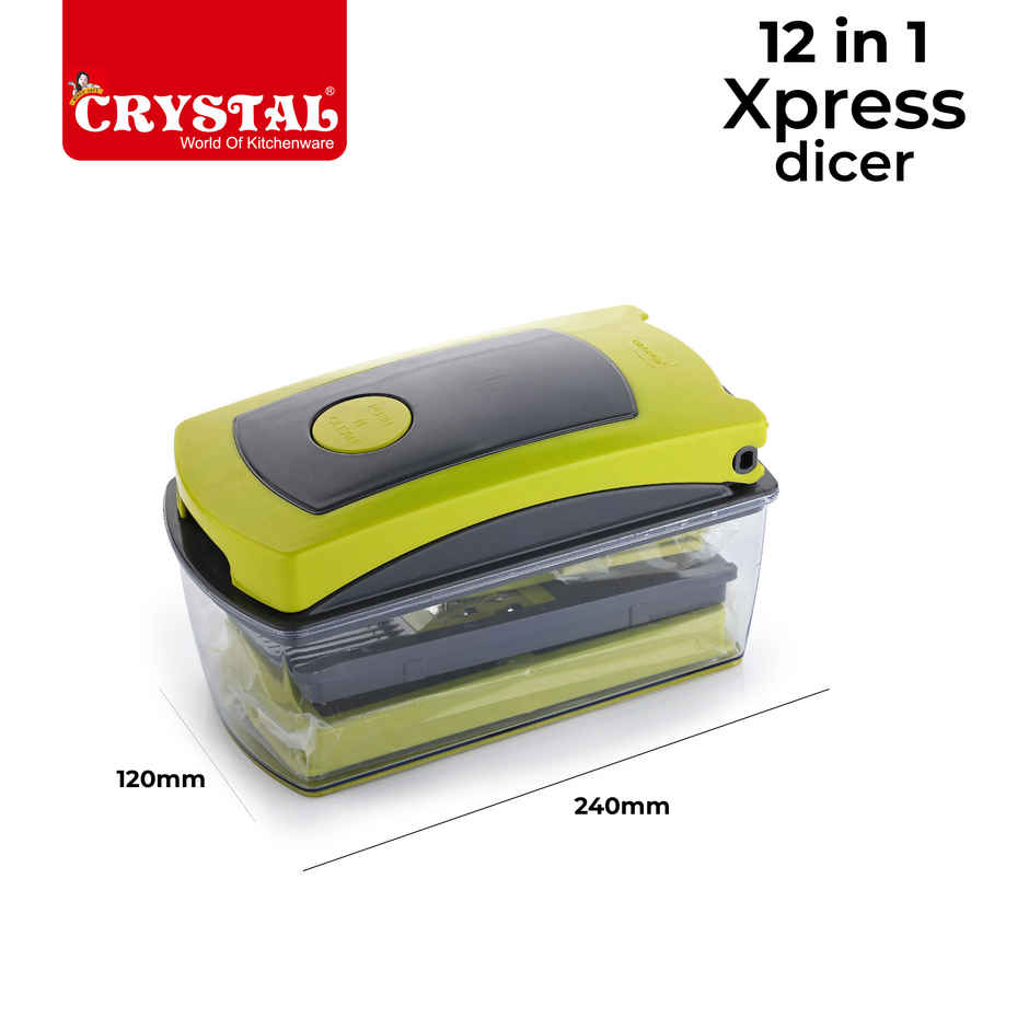 Crystal Multipurpose Chopper | 12 in 1 Fruit and Vegetable Cutter/Dicer/Grater/Chipser | Multicolour