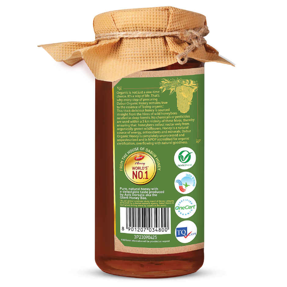 Dabur Raw Organic Honey | Totally Pure And Natural | No Sugar Adulteration