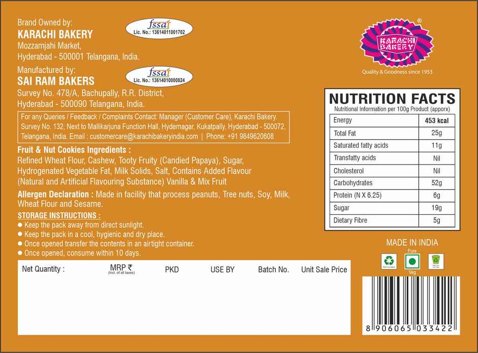 Karachi Bakery Fruit & Nut Cookies