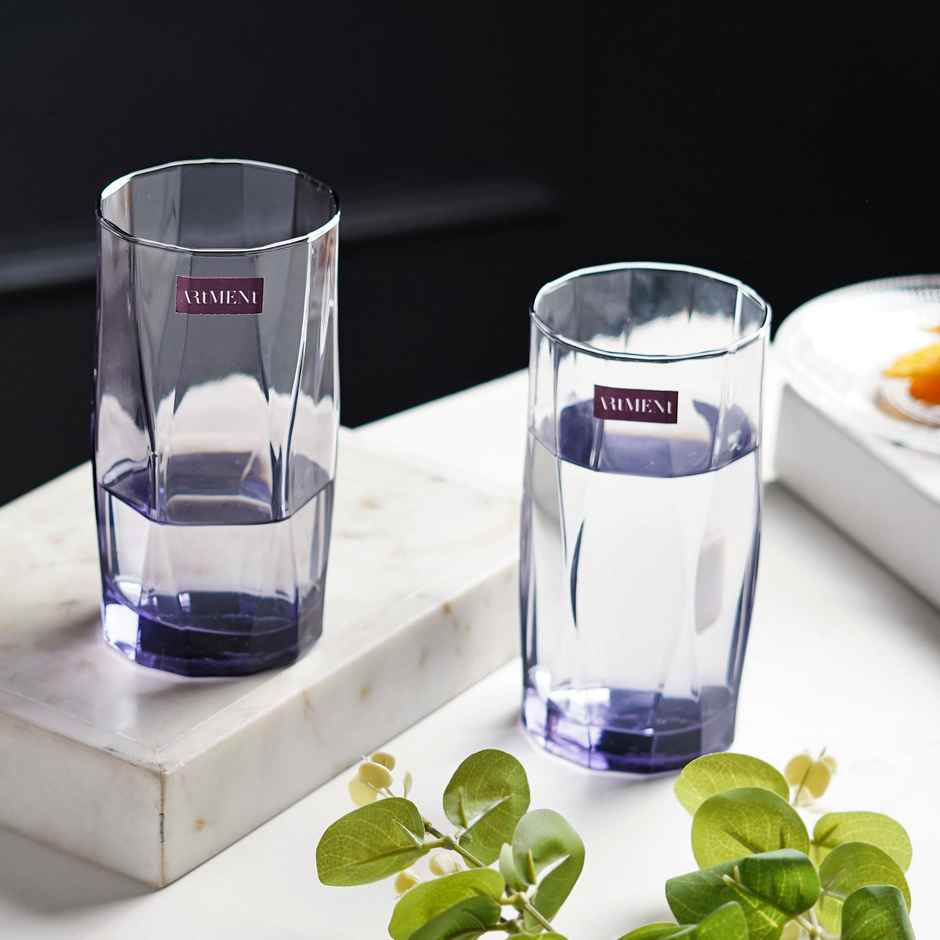 The Artment Amethyst Noir Set Of 4 Drinking Water Glasses | 400 ml