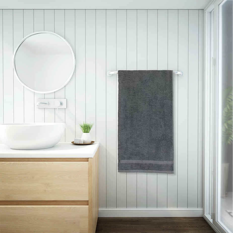 Welspun 100% Cotton Anti Bacterial Dark Grey Bath Towel For Men And Women