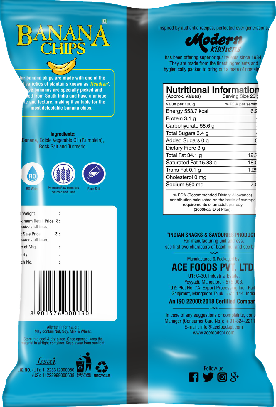 Modern Kitchens Banana Chips Salted | Crispy & Light