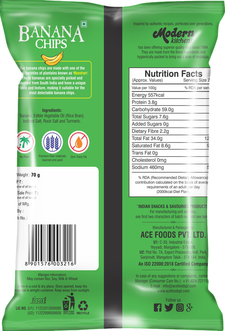 Modern Kitchen Banana Chips Salted - Rice Brain Oil