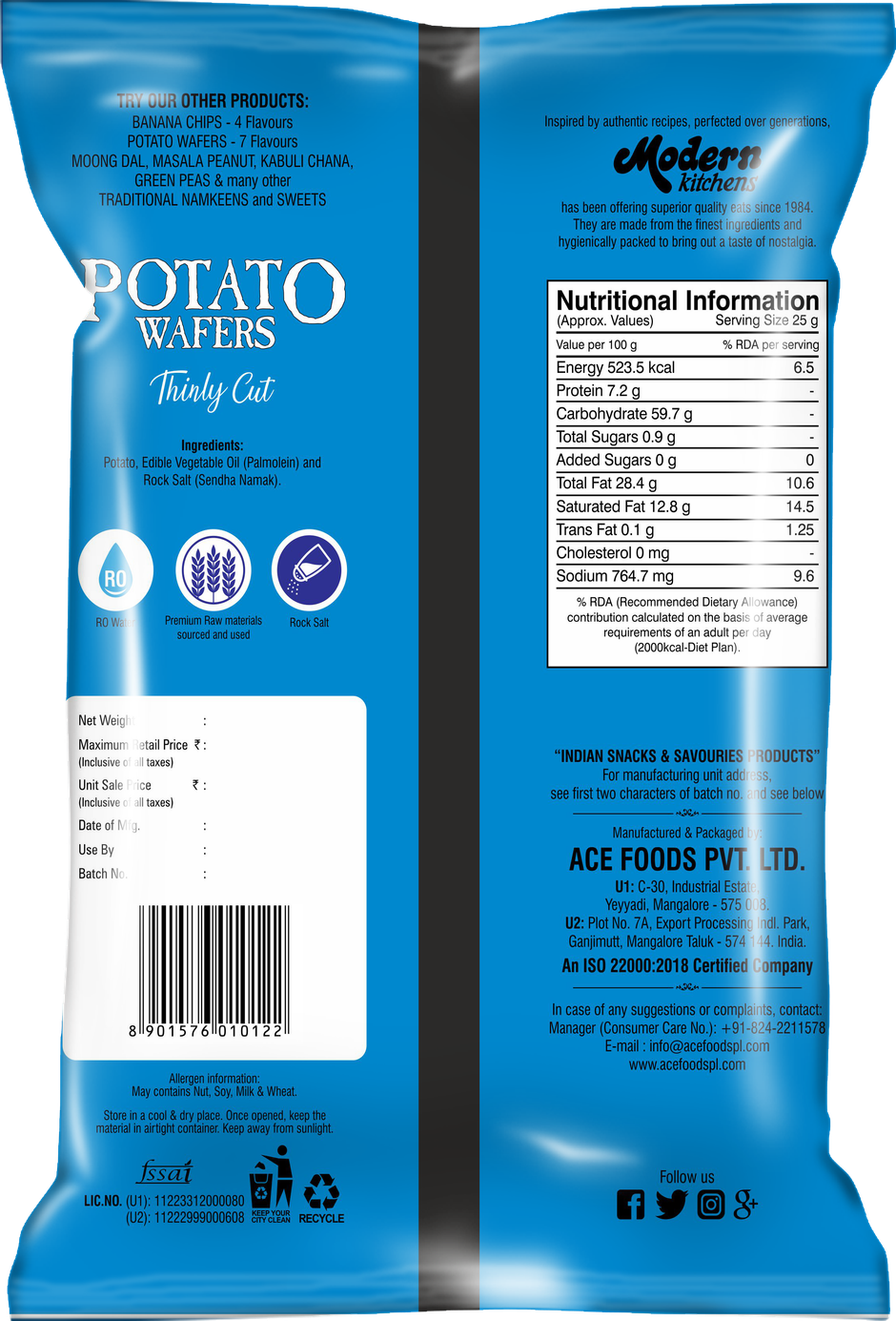 Modern Kitchen Potato Wafers Salted | Crispy & Light