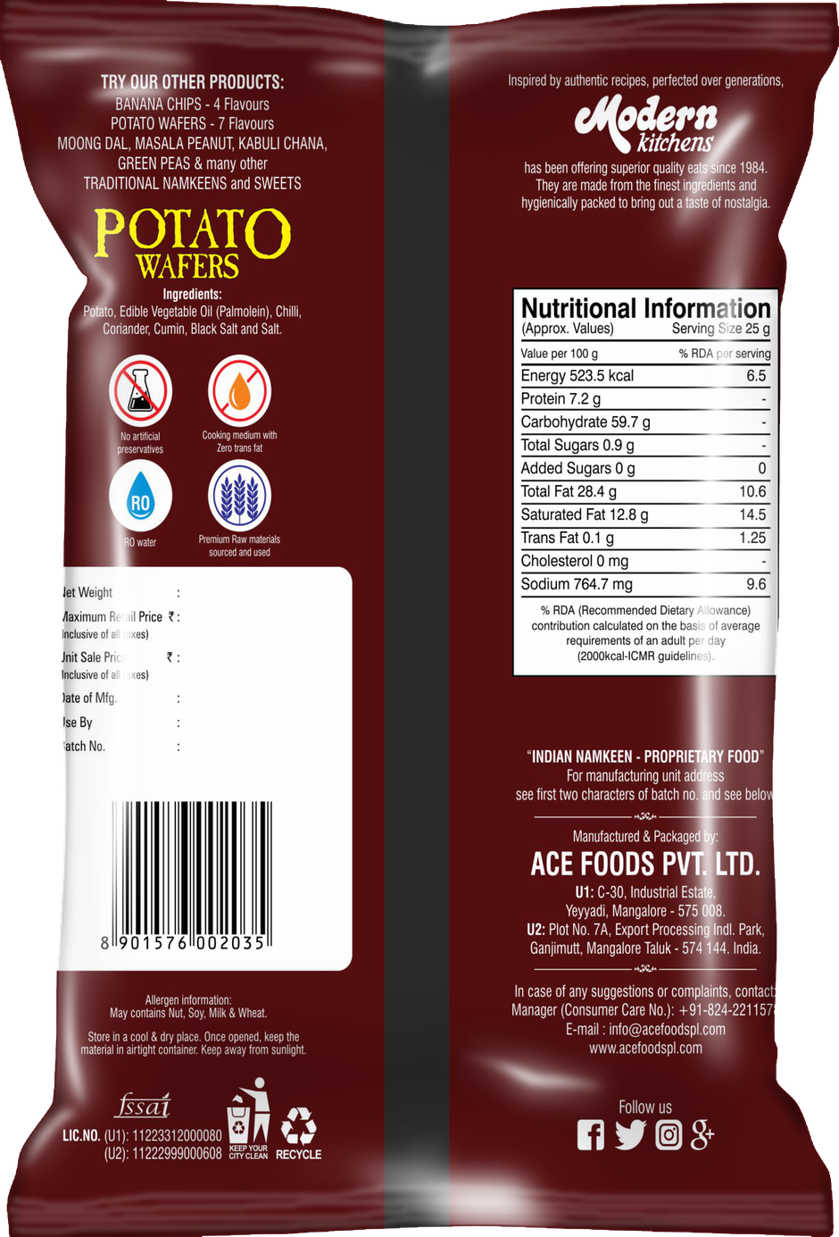 Modern Kitchens Potato Chips Roasted Masala