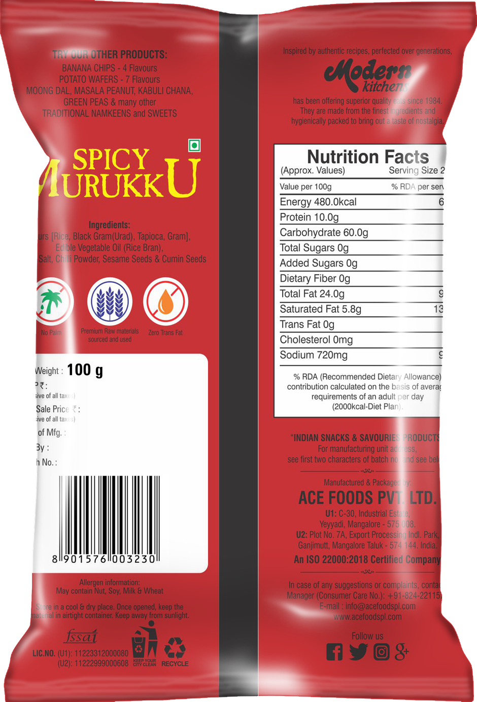 Modern Kitchen Spicy Murukku - Rice Brain Oil