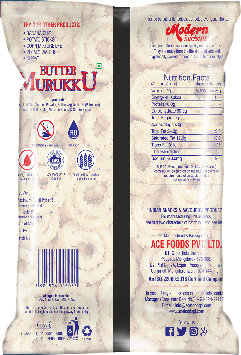 Modern Kitchens Butter Murukku | Crunchy & Buttery