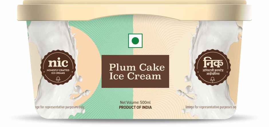 NIC Plum Cake Ice Cream Tub | Preservative Free | No Artificial Flavors