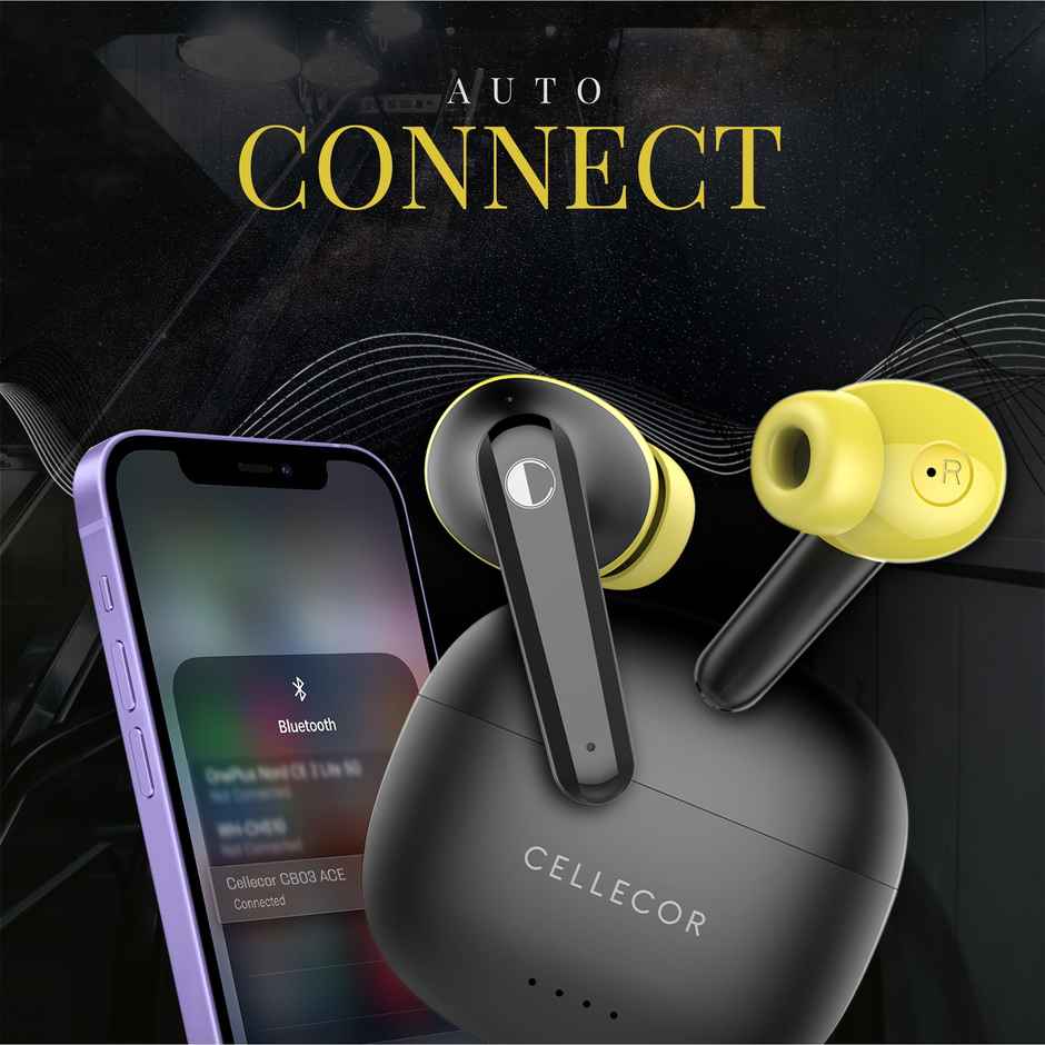 Cellecor Bropods Cb03 - ace Tws With 40 Hours Playtime | Enc Mic | Auto - Connect - Black - yellow