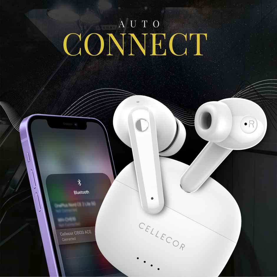 Cellecor Bropods CB03 - Ace TWS With 40 Hours Playtime | ENC Mic | Auto - Connect - White