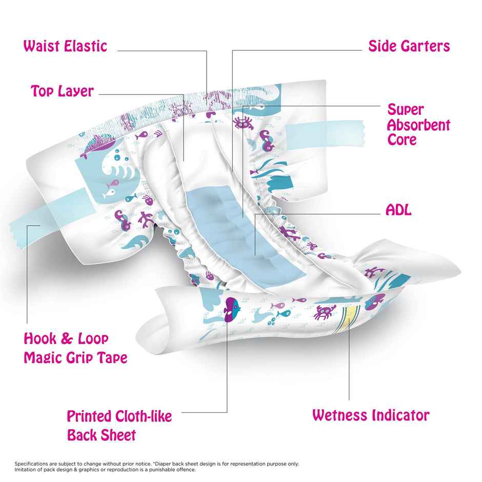 Teddyy Baby Diapers Tapes Arabic Premium New Born 66 Count | 2-5 kgs