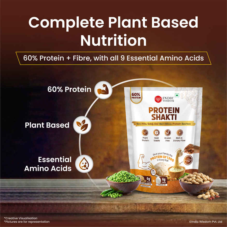 Indic Wisdom's Protein Shakti | Plant Protein for Daily Meals | Add to Atta | Daal | Subji | 6g Protein 1 Roti