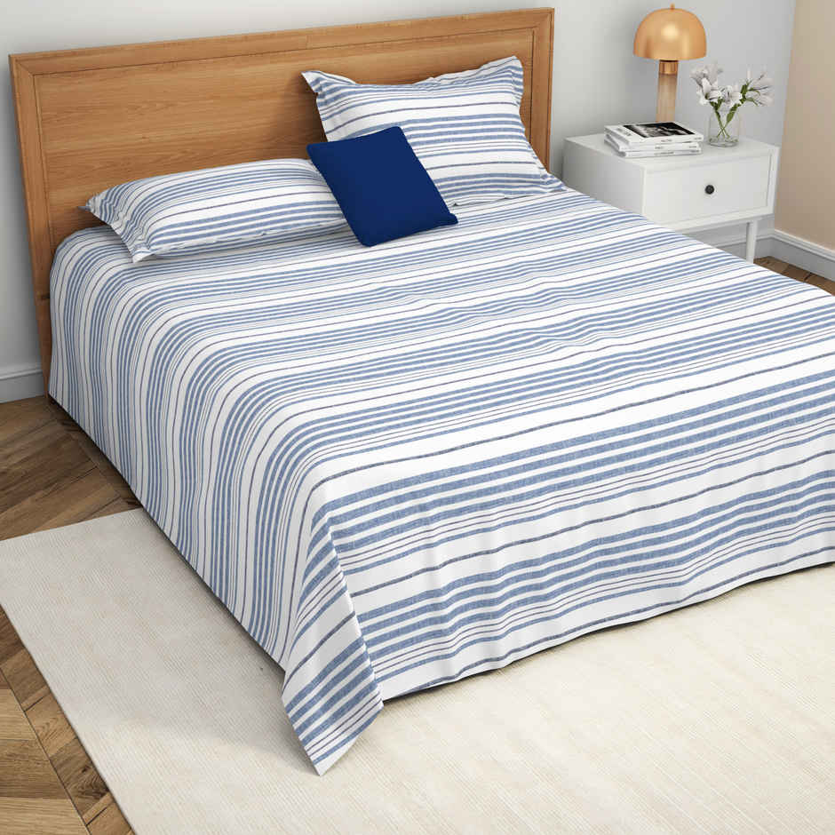 Himeya Exclusive 144 TC Double Bedsheet Set Nautical Stripe
