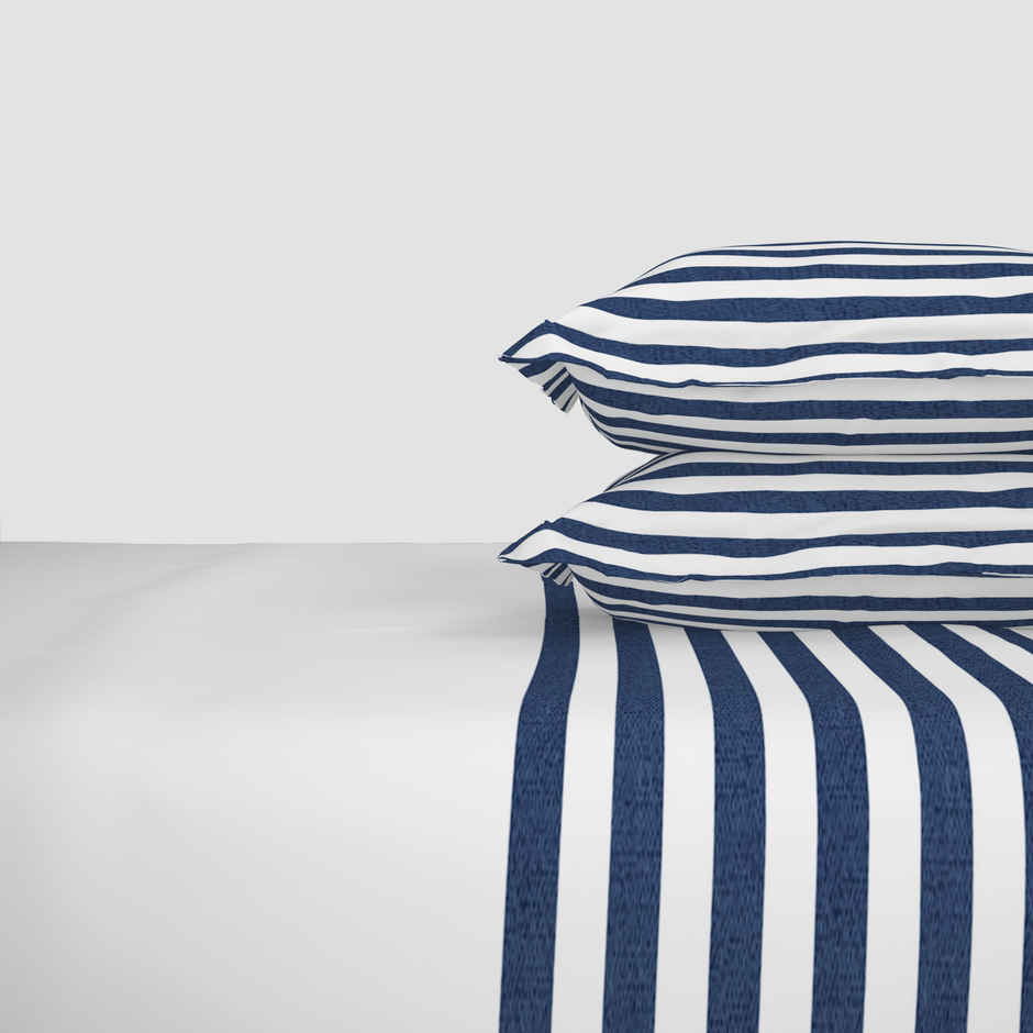 Himeya Exclusive 144 TC Double Bedsheet Set | Marine Stride