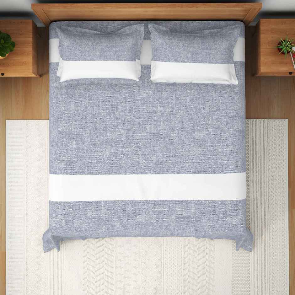 Himeya Exclusive 144 TC Double Bedsheet Set | Skyfade Denim