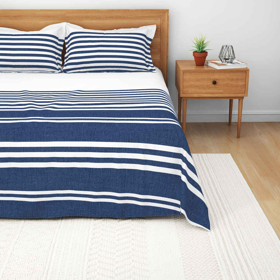 Himeya Exclusive 144 TC Double Bedsheet Set | Marine Stride