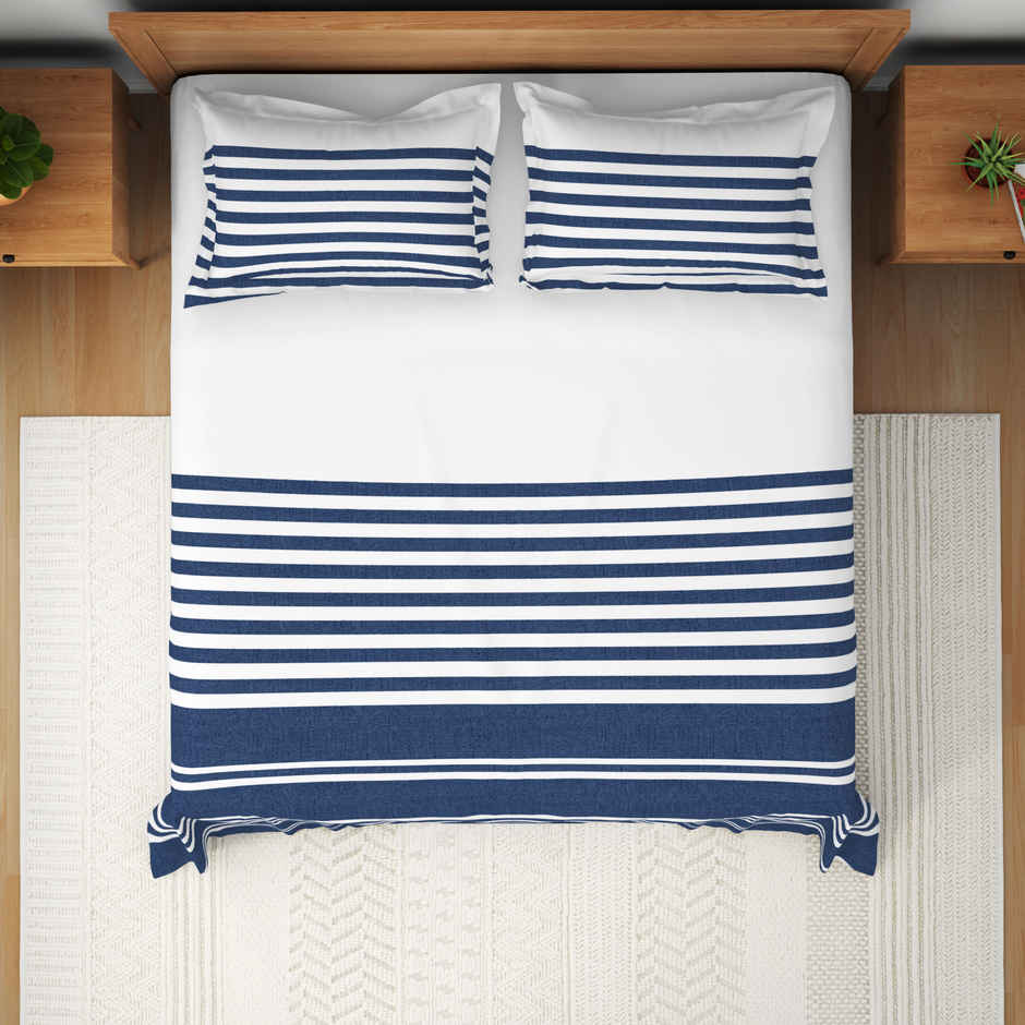 Himeya Exclusive 144 TC Double Bedsheet Set | Marine Stride