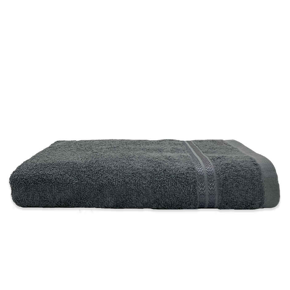 Welspun 100% Cotton Anti Bacterial Dark Grey Bath Towel For Men And Women