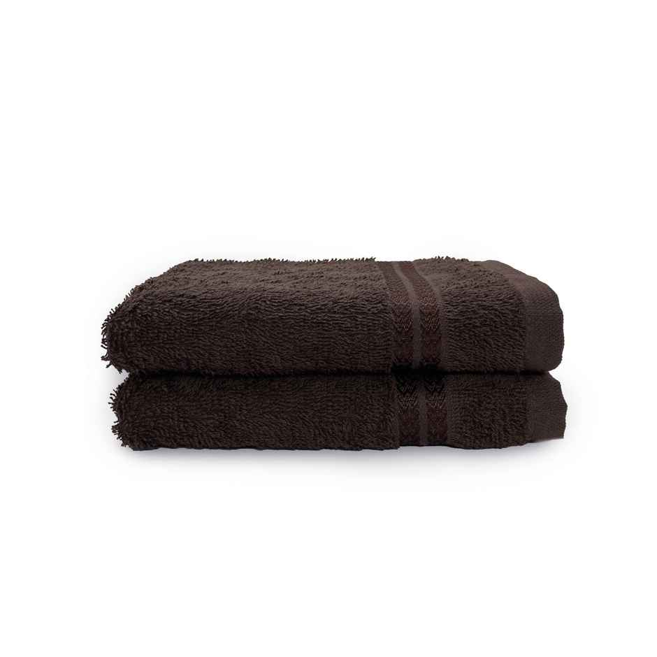 Welspun 100% Cotton Anti Bacterial Dark Brown Hand Towel For Men And Women Pack Of 2
