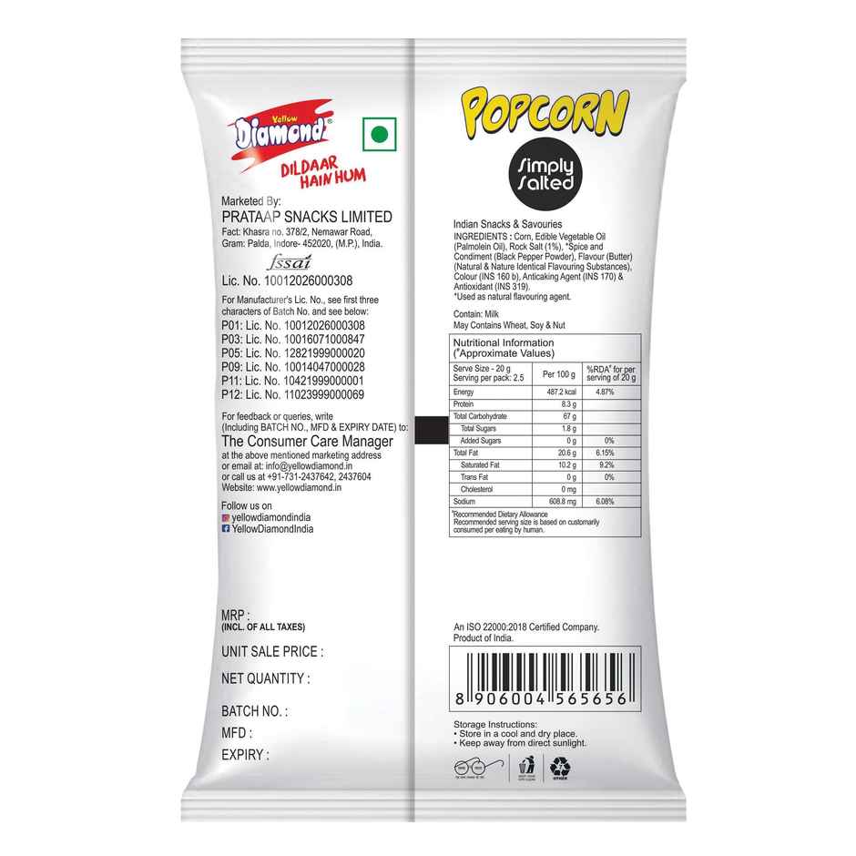 Yellow Diamond Simply Salted Popcorn | Light & Crunchy