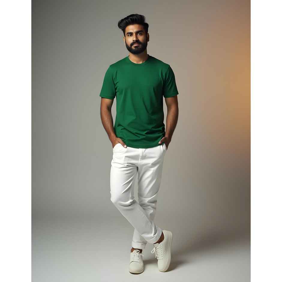 Mad Over Print Men's Solid T-shirt | Green - XL