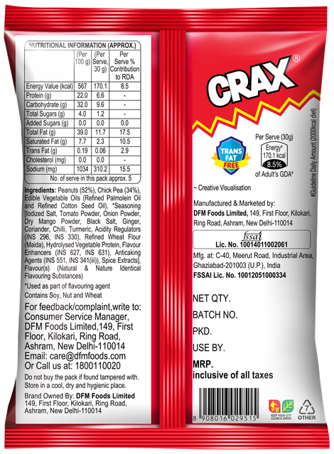 Crax Double Mazza Roasted Chana Peanuts Namkeen Snacks