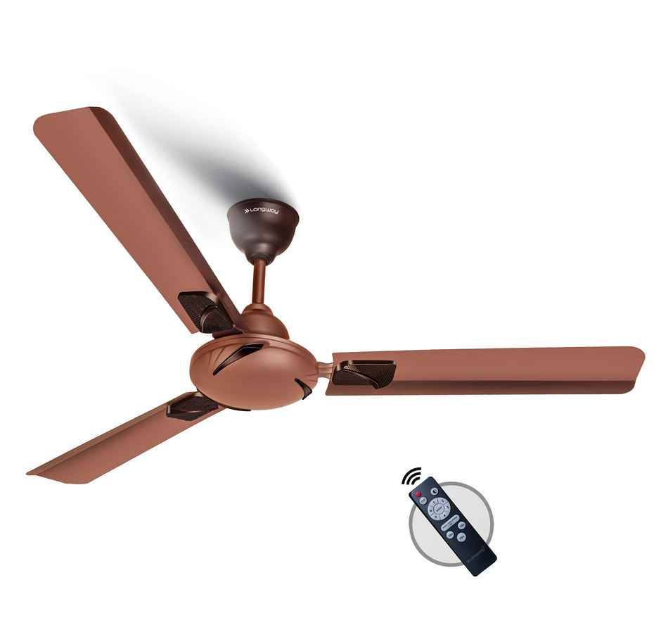 Longway Creta P1 Ceiling Fan,1200mm/48 inch, Remote Controlled,Anti-Dust,Star Rated, Rusty Brown
