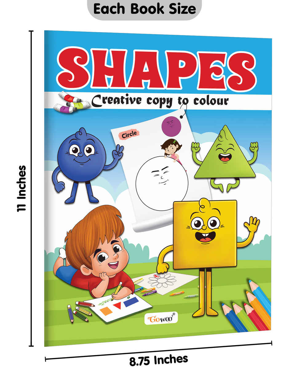 Shapes-Creative Copy To Colour | Kids First Learning Book | Fun Learning Colouring Book