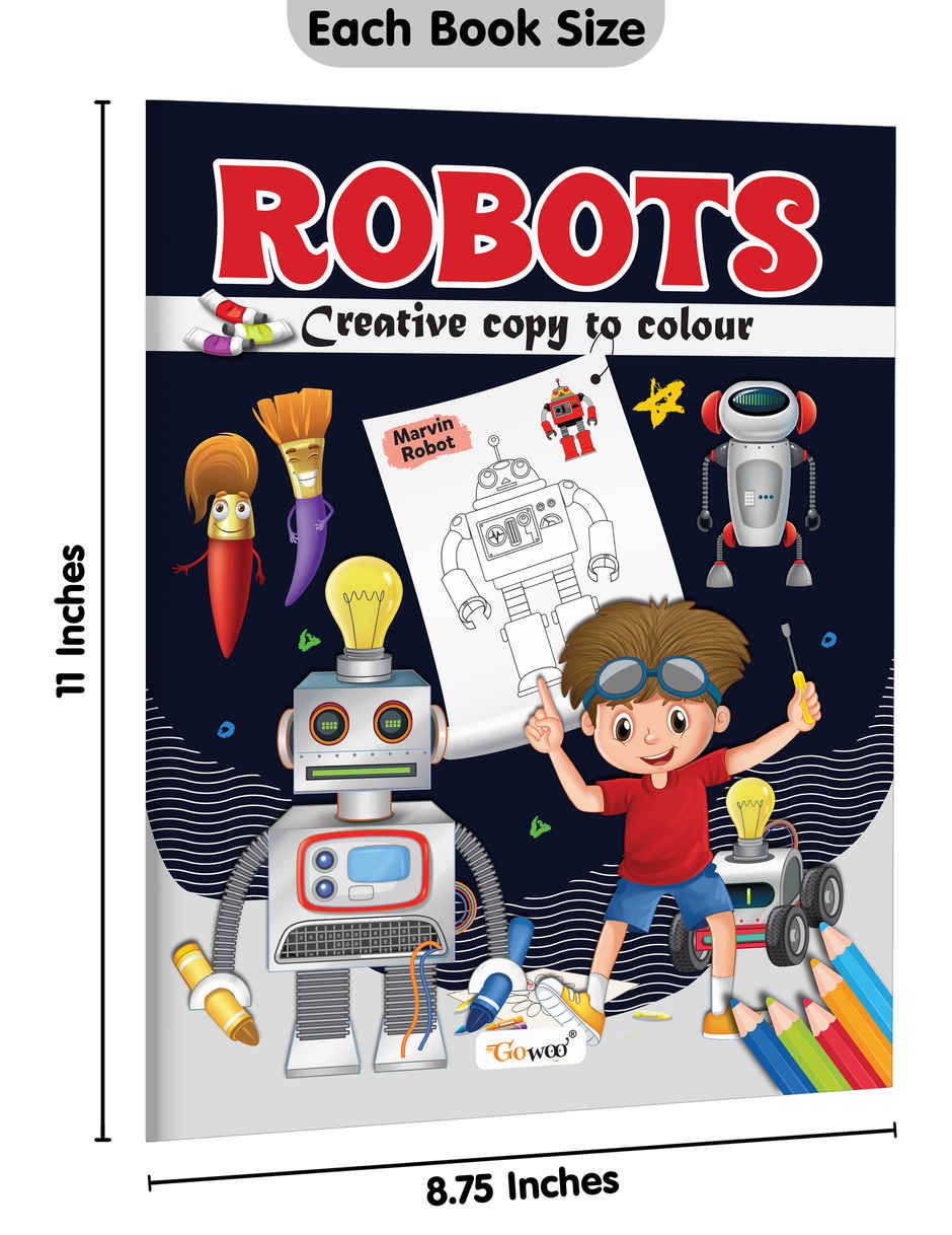 Robot-Creative Copy To Colour | Colouring Book with Pictures | Copy Colour Book for Toddlers