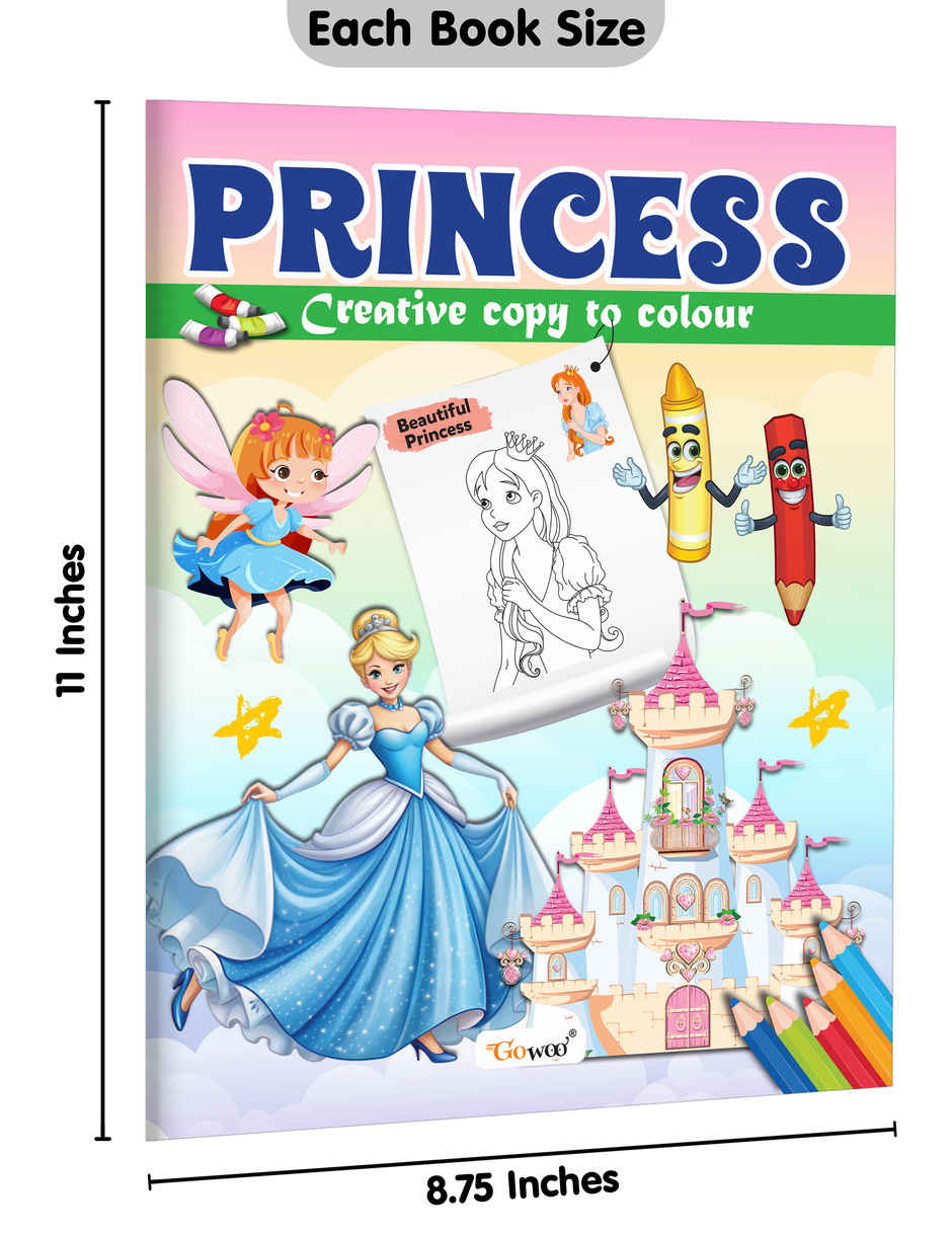 Princess-Creative Copy To Colour | Fun Colouring Book for Children | Kids Copy Colouring Book
