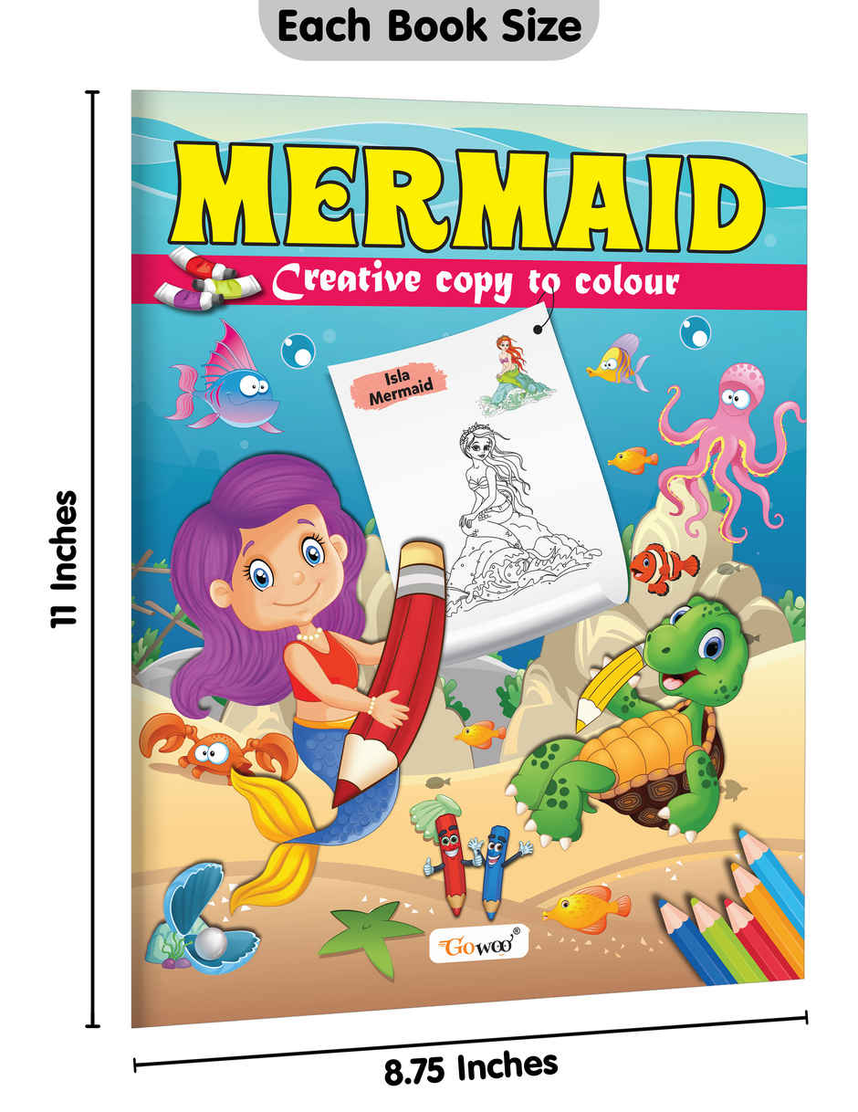 Mermaid-Creative Copy To Colour | Kids Colouring Book Ages 3-5 | Preschool Colouring Book