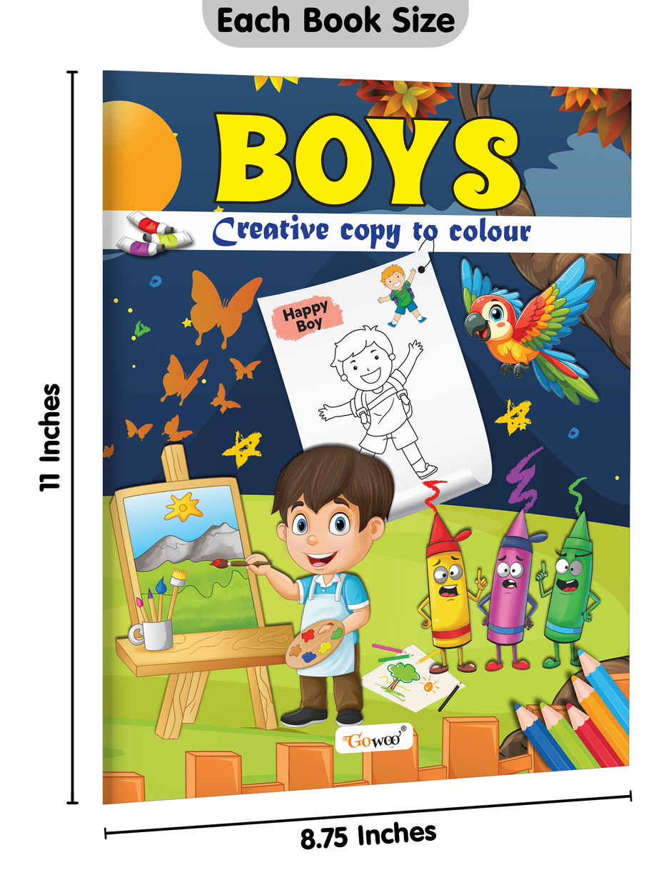 Boys-Creative Copy To Colour | Early Learning Colouring Book | Simple Colouring Book for Preschool