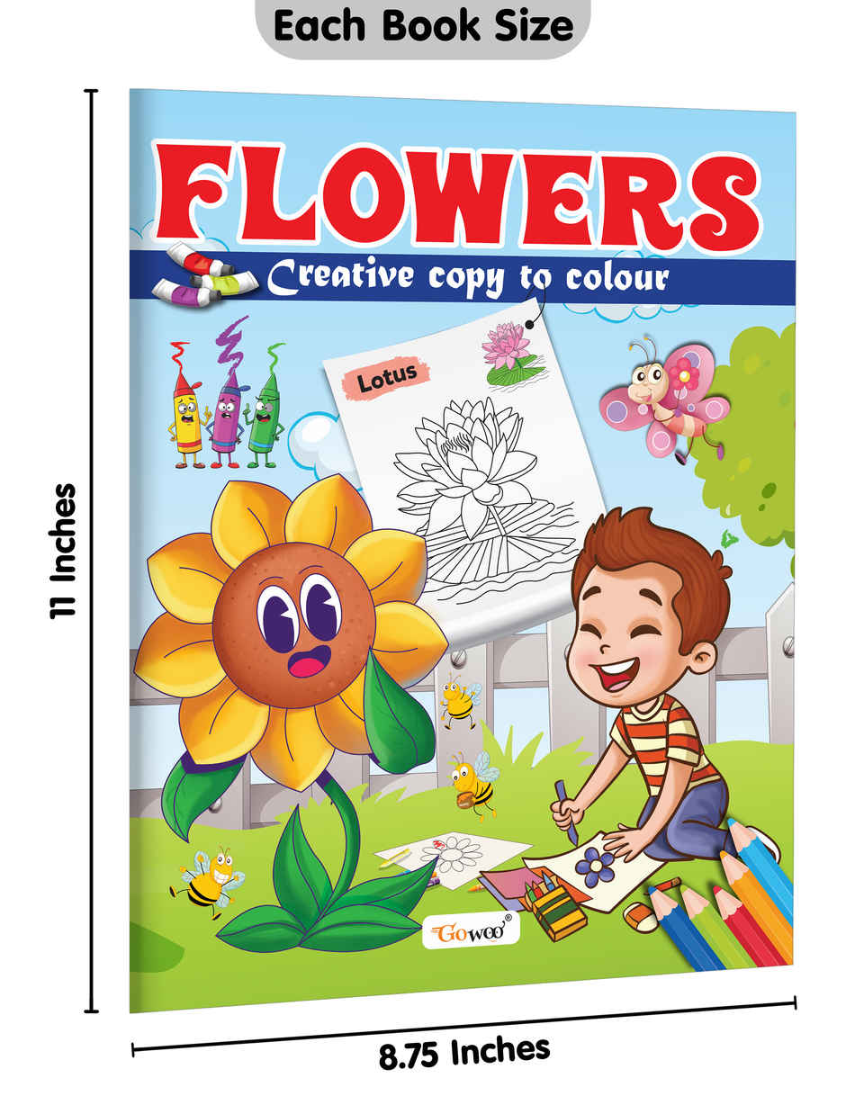 Flowers-Creative Copy To Colour | Learning And Coloring for Kids | Educational Book for Toddlers
