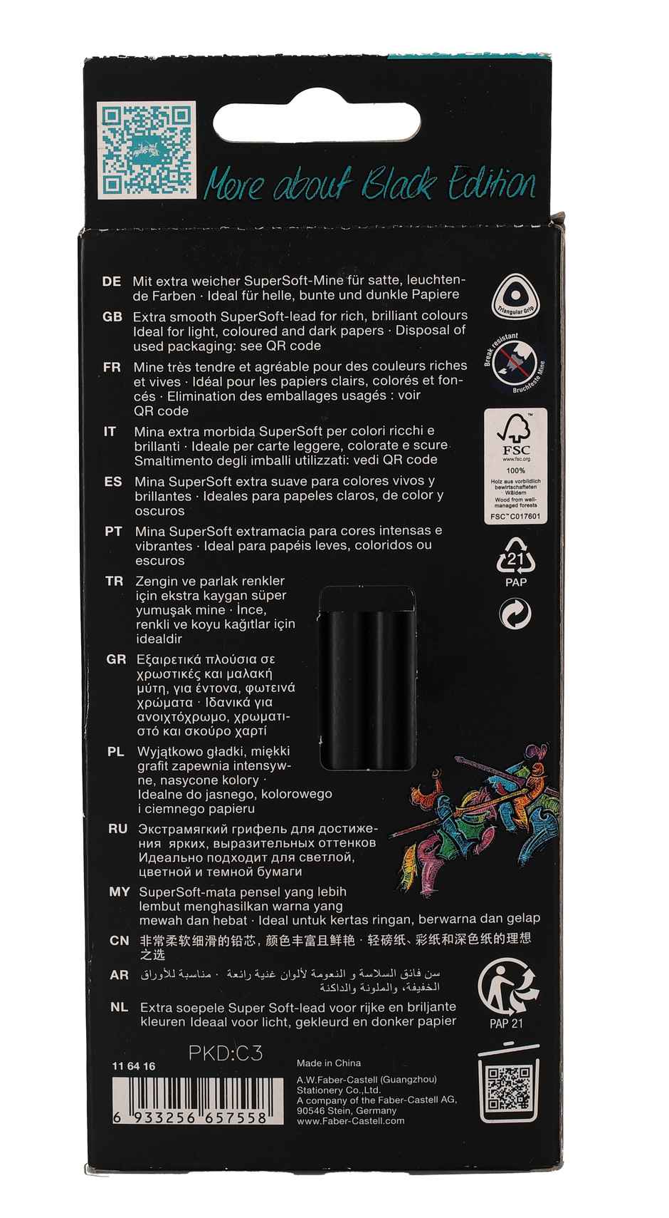 Faber-Castell-Black Edition Colour Pencils - 12