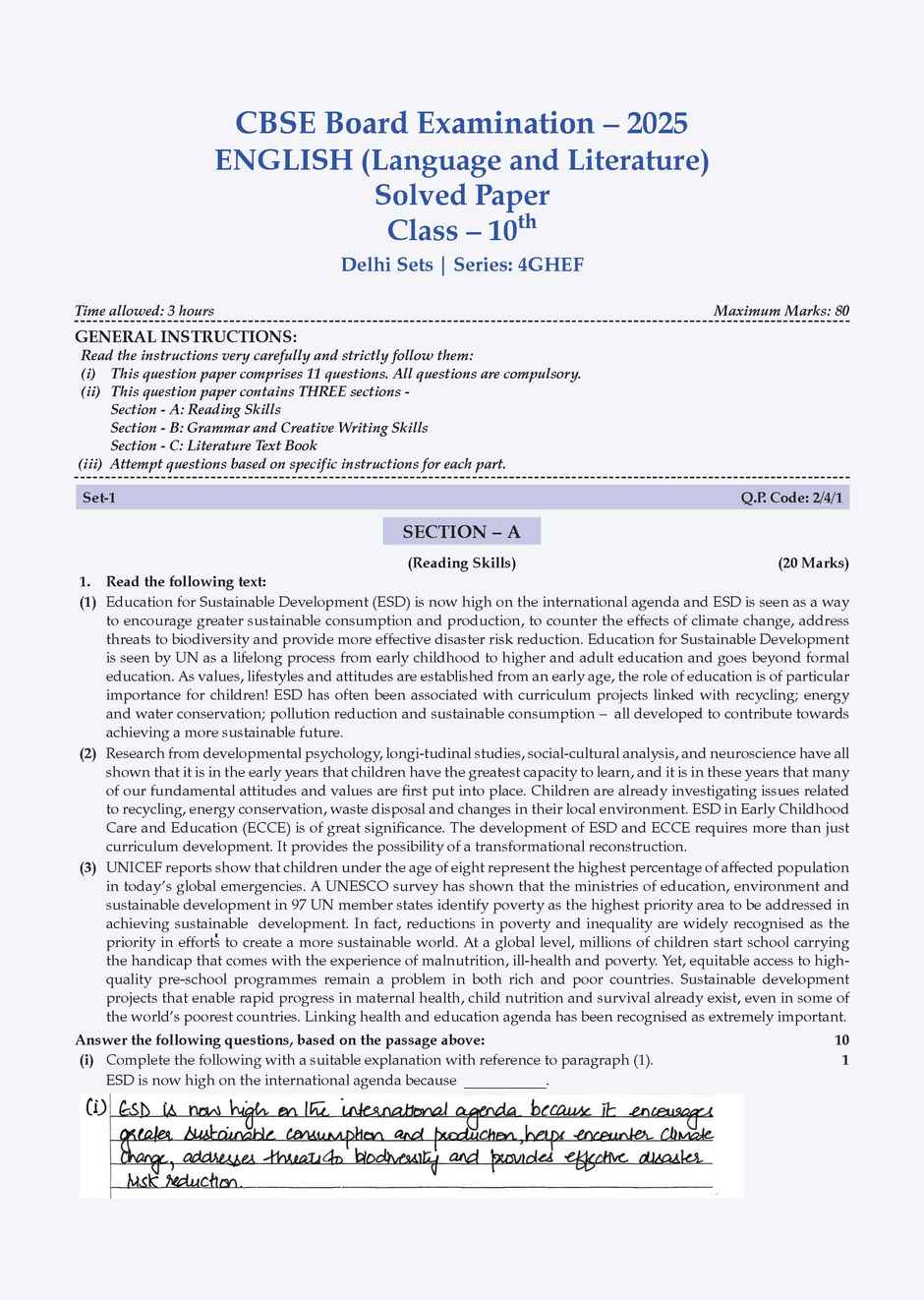 CBSE 15 Sample Question Papers Class 10 English Language & Literature for 2026 Board Exam