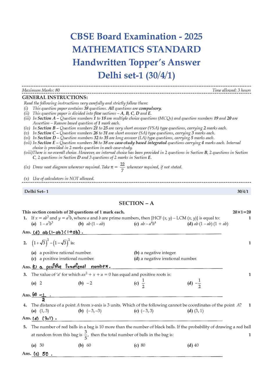 CBSE 15 Sample Question Papers Class 10 Mathematics Standard for 2026 Board Exam