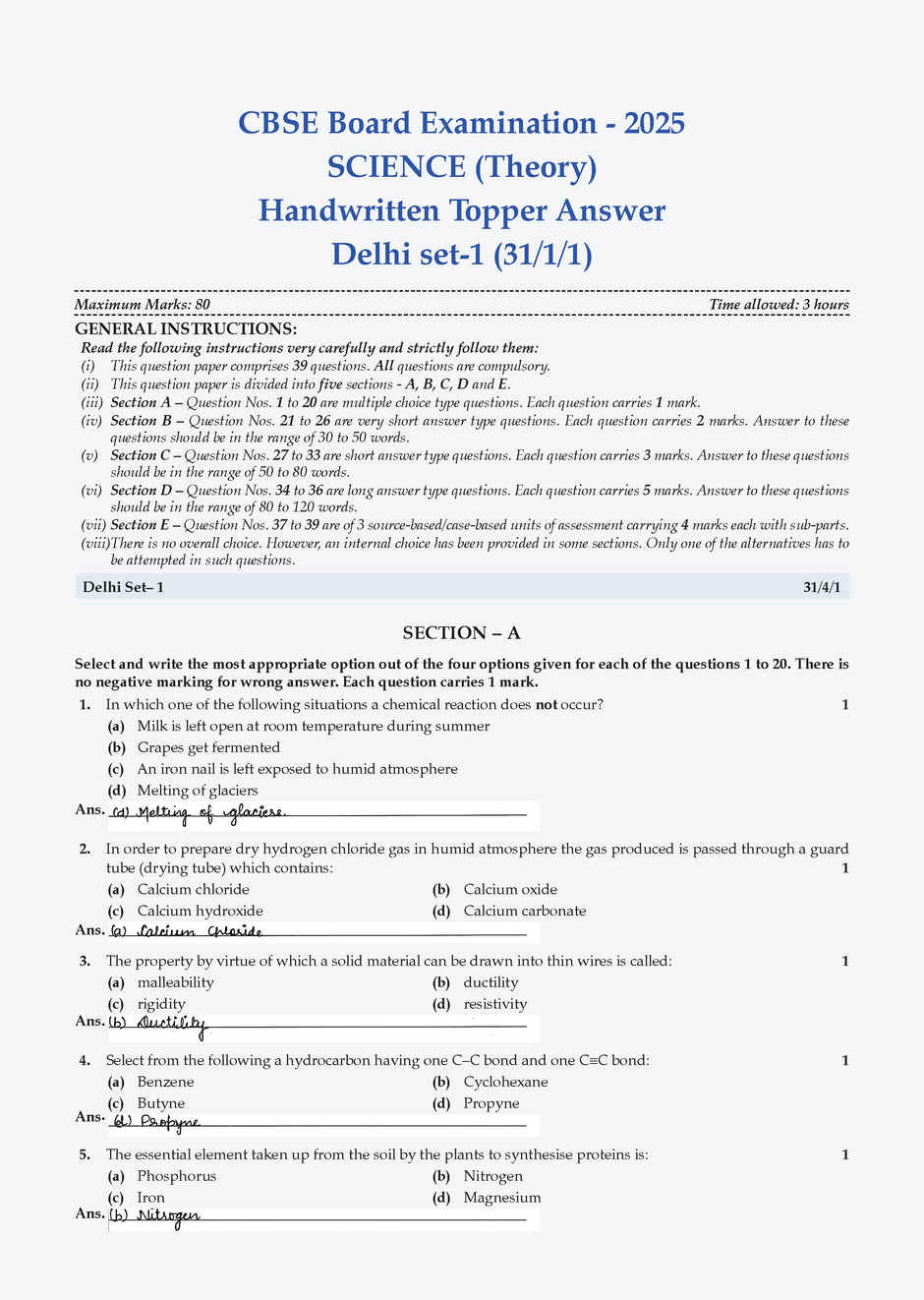 CBSE 15 Sample Question Papers Class 10 Science for 2026 Board Exam