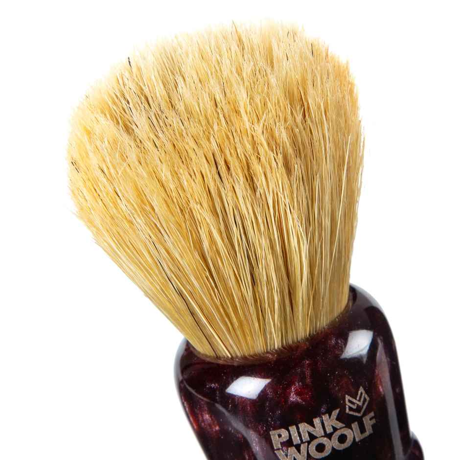 Pink Woolf Hand Crafted Soft Boar Shaving Brush | Gloss Resin Maroon Handle