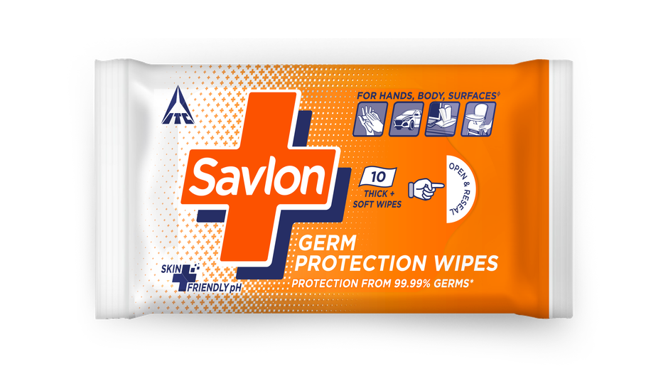Savlon Germ Protection Wipes, Germ Protection, For Hands, Body, Surface | 10 Pulls Per Pack