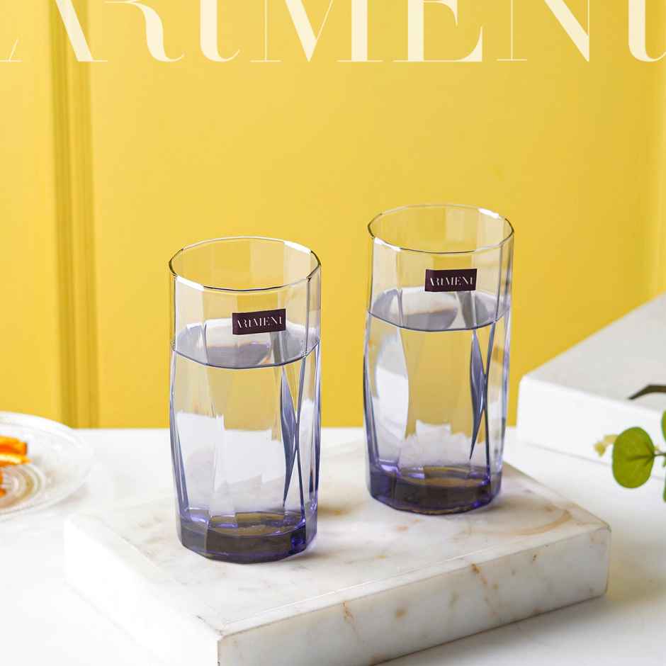 Amethyst Noir Drinking Water Glasses | Set of 4 | 400 ml | The Artment