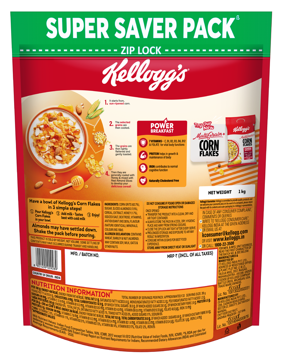 Kellogg's Corn Flakes Almonds & Honey | Power Breakfast