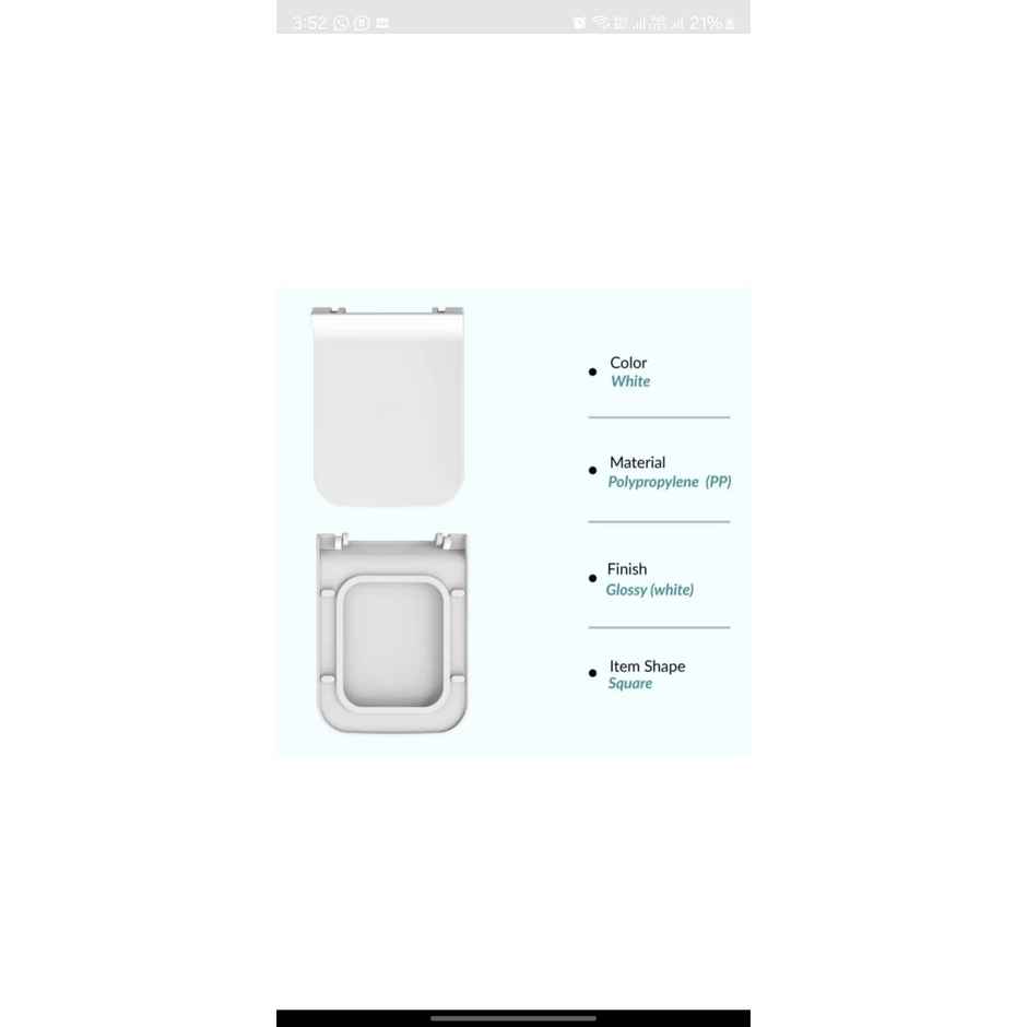 Clayplus 743 - Polypropylene Soft Close Slim Hydraulic Toilet Seat Cover