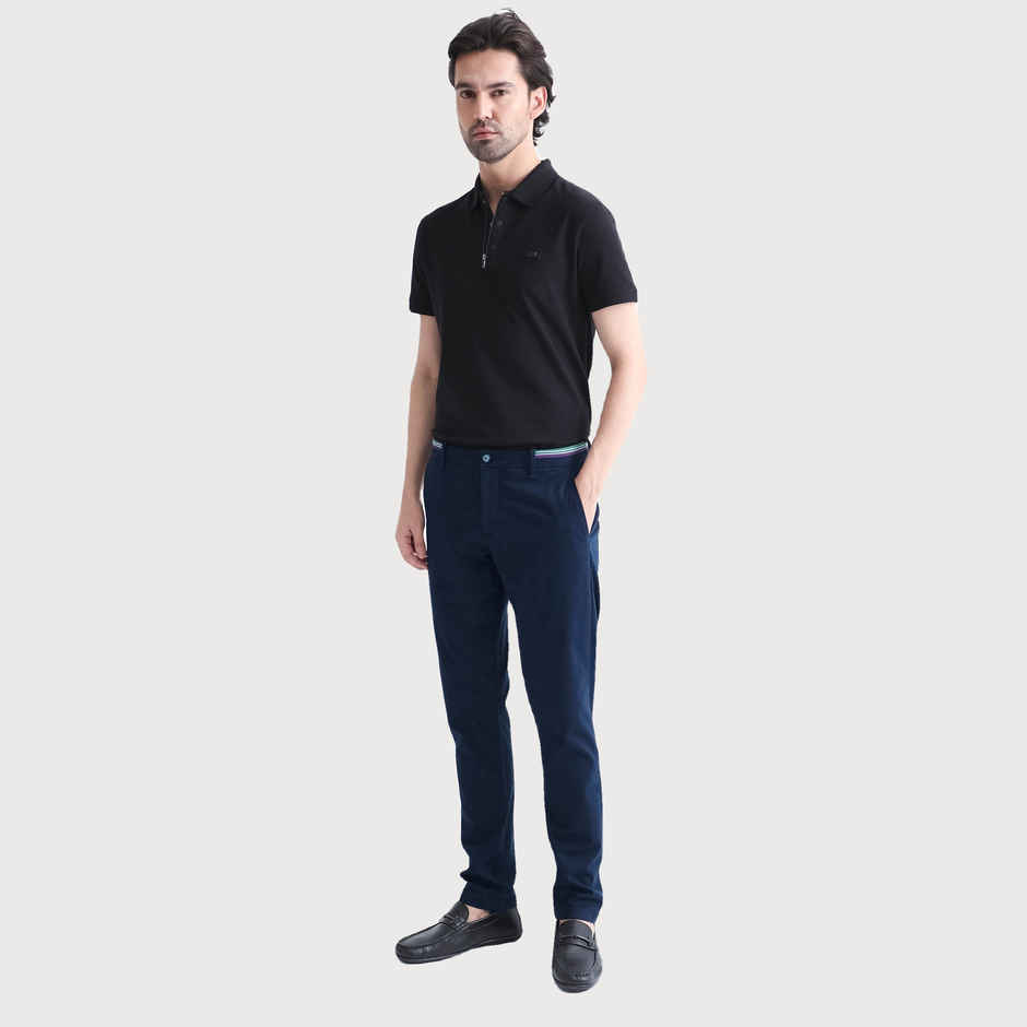 Rare Rabbit Men's Trellis Primary Trouser | Navy - 32