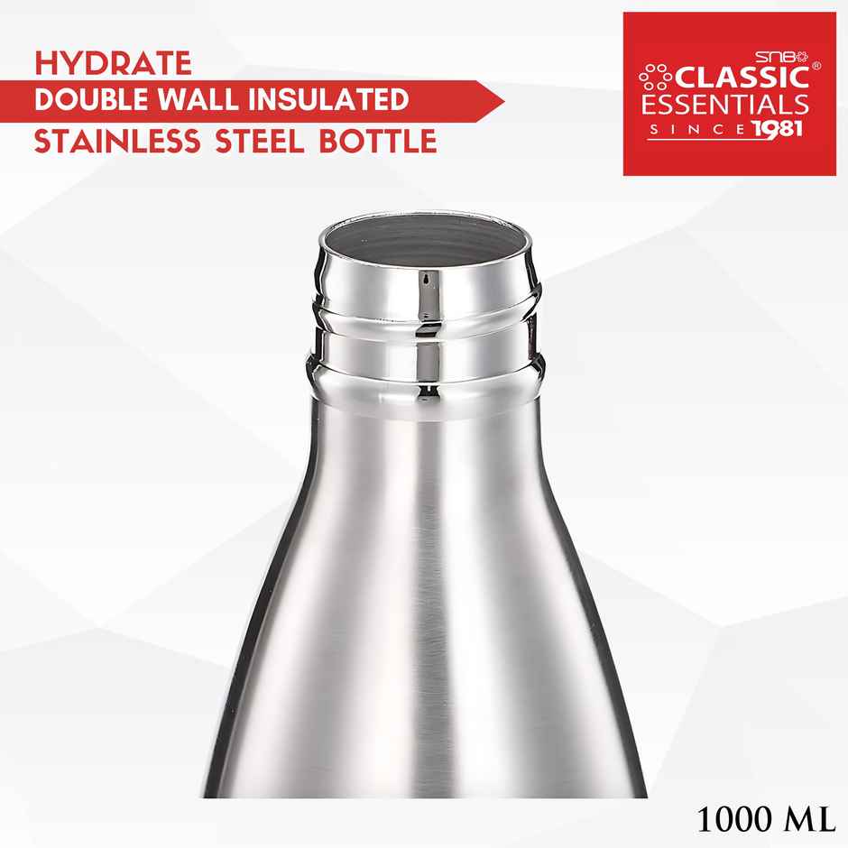 Classic Essentials Stainless Steel | 1 L | Insulated Double Wall Water Cola Bottle