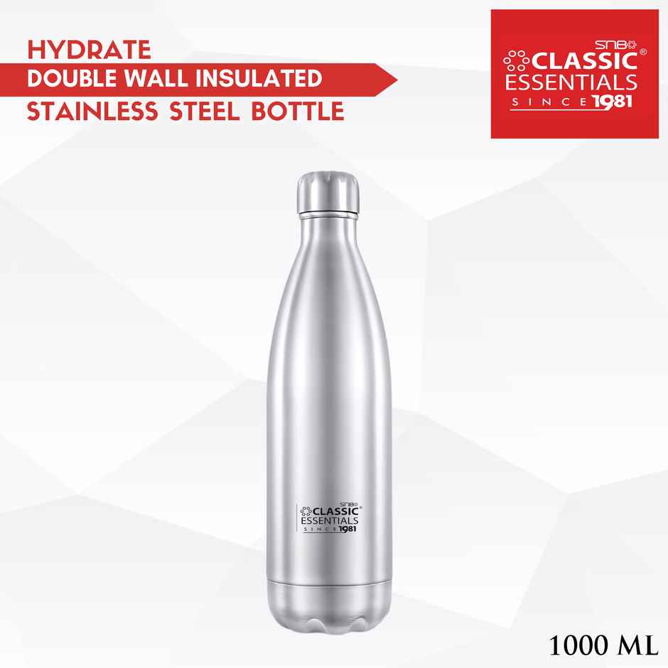 Classic Essentials Stainless Steel | 1 L | Insulated Double Wall Water Cola Bottle