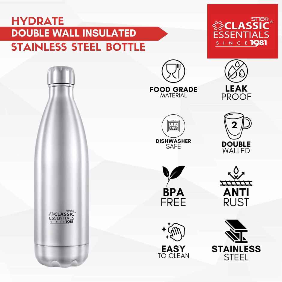 Buy Classic Essentials Stainless Steel Insulated Double Wall Water Cola ...